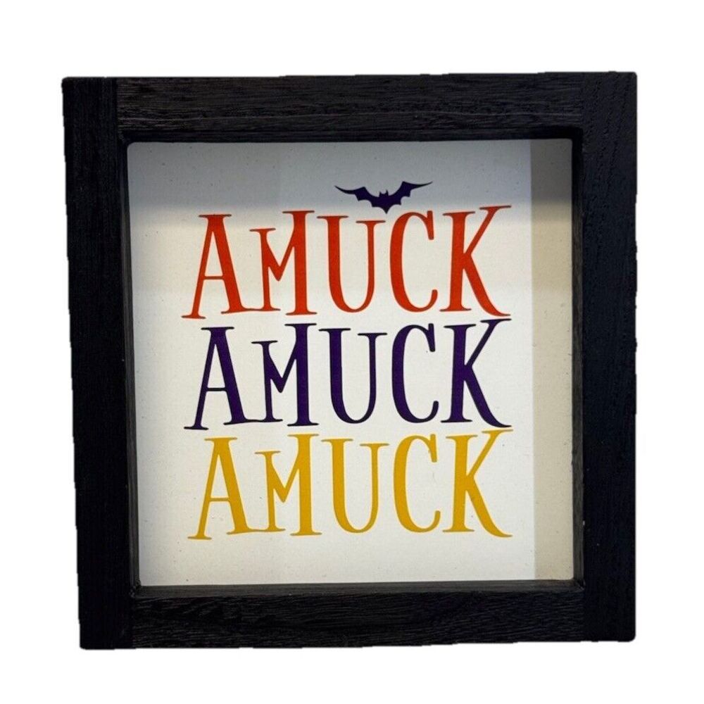 Hocus Pocus Amuck Decor Sign Wooden‎ Square Frame Standing Hanging Halloween